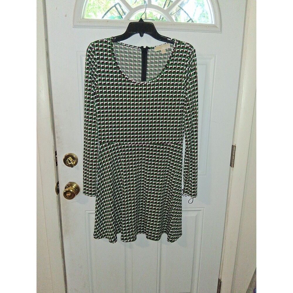 Women's Medium Dress Michael Kors Palmetto Green Madeleine Stretch Jersey Flare - Picture 2 of 8